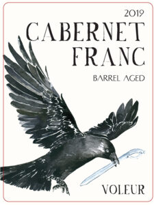 2019 Cabernet Franc Barrel Aged label with a flying crow